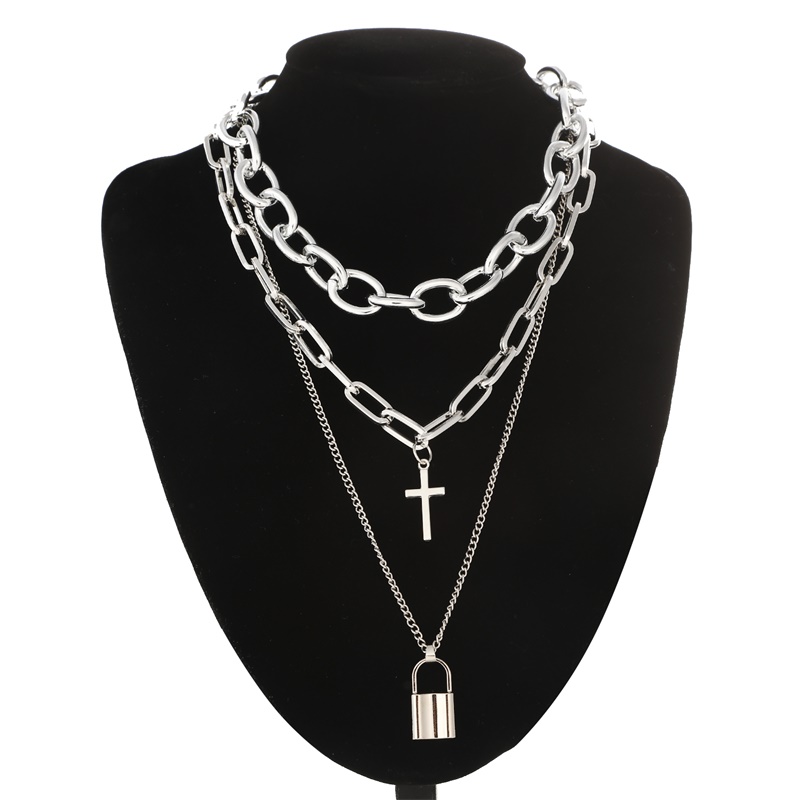 Men Accessories Neck Chain - FNQUFUJ Layered grunge aesthetic jewelry punk