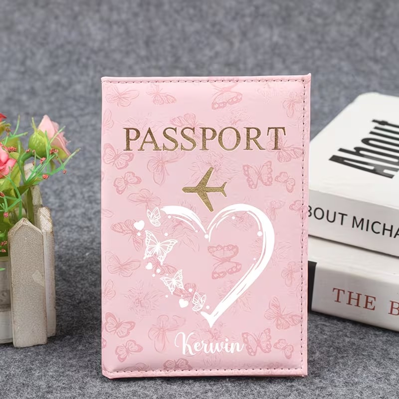 Travel Organizer Men - Custom Passport Holder with a Butterfly
