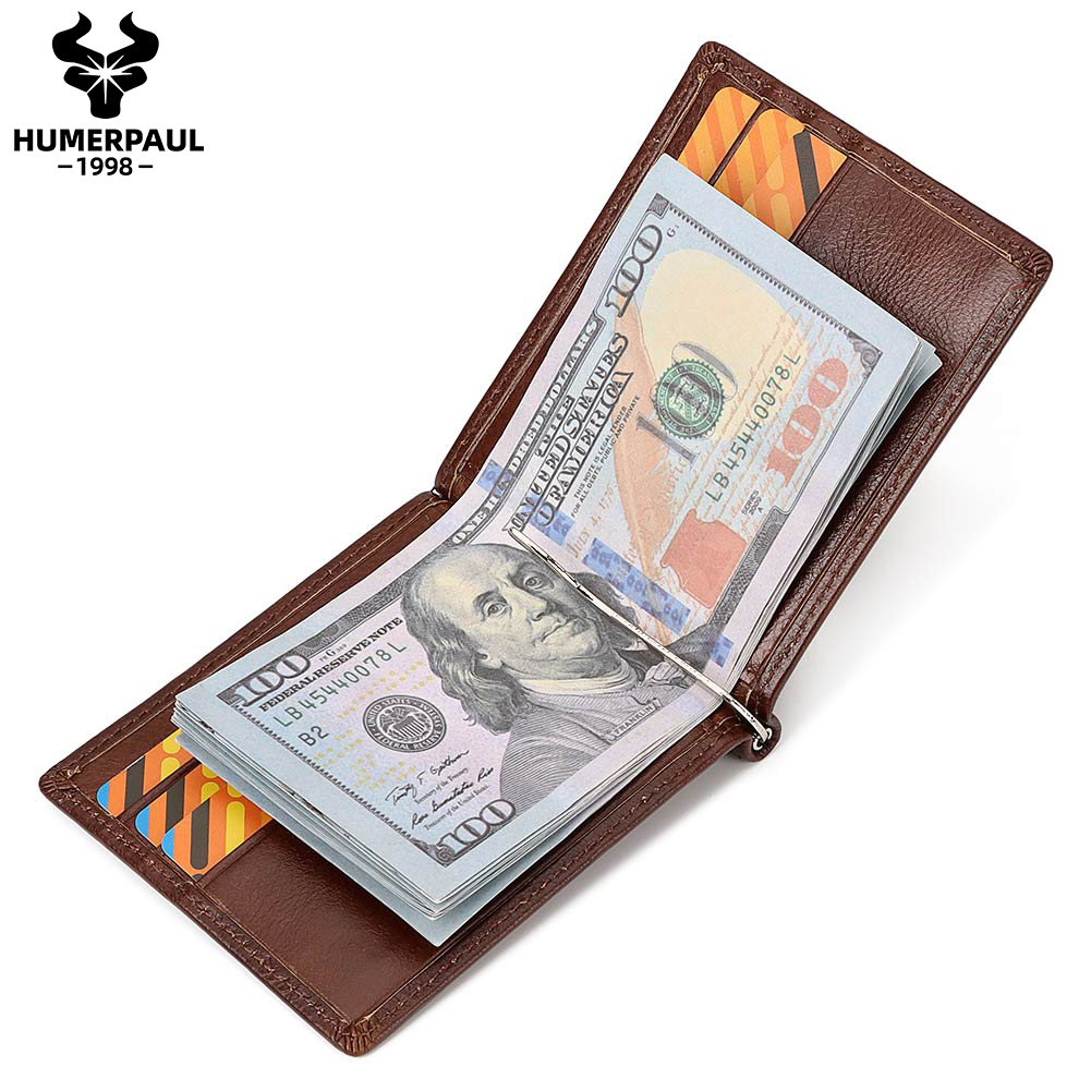 Money Clip Slim - Genuine Leather Mens Slim Wallet with