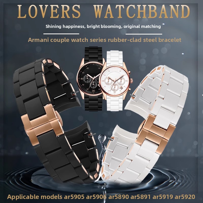 Men'S Accessories Armani - Rubber clad steel Watchband For Armani