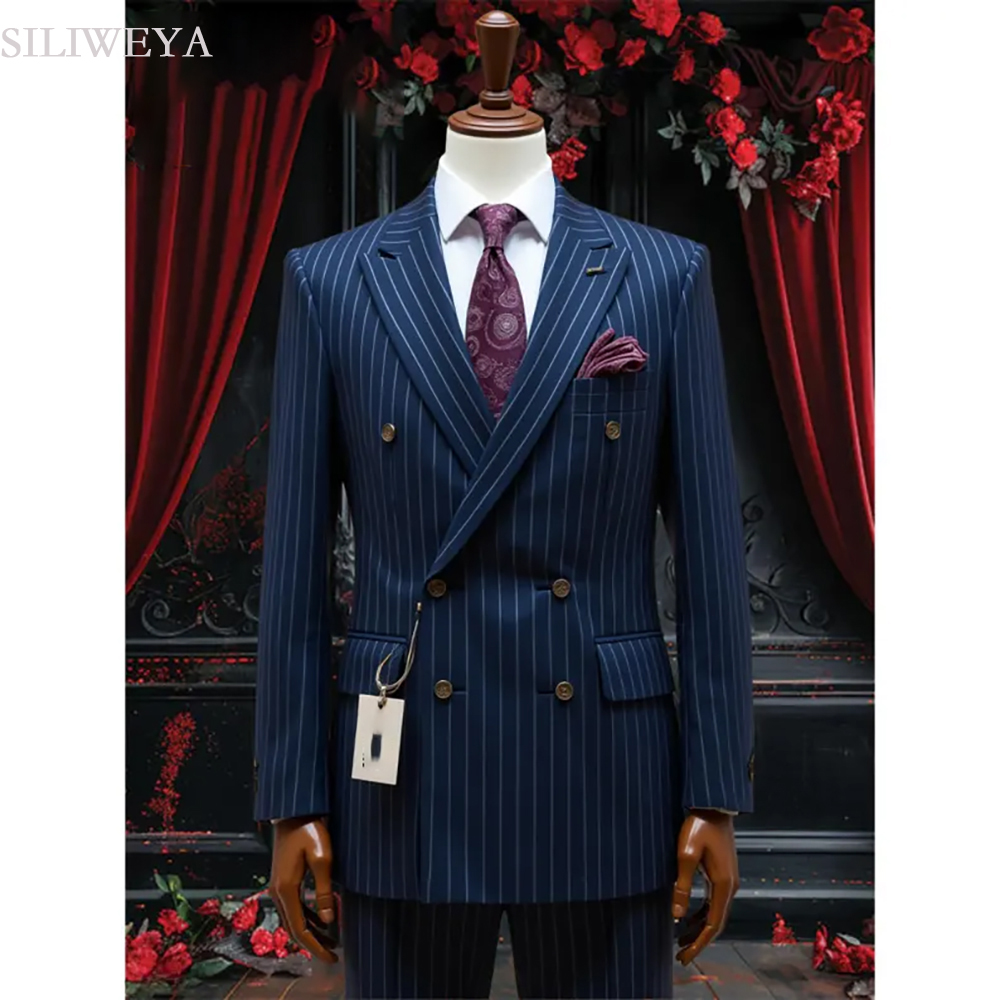 Men Accessories Elegant - SILIWEYA Double Breasted Business Men's Suits