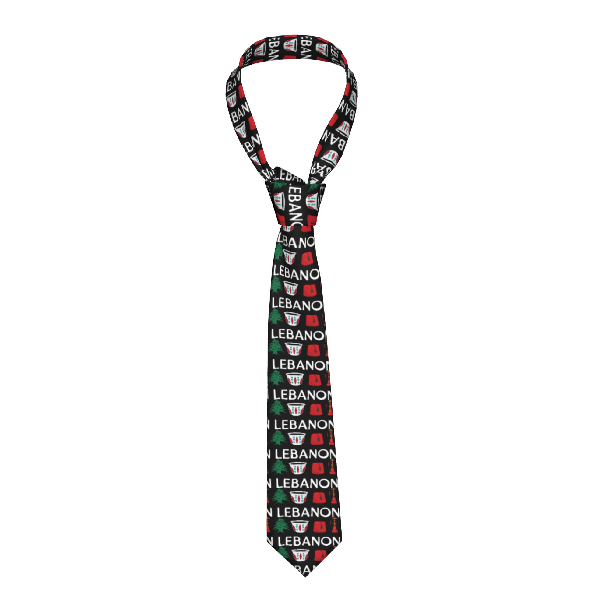 Men Accessories Lebanon - Mens Tie Lebanon Flag Neck Ties