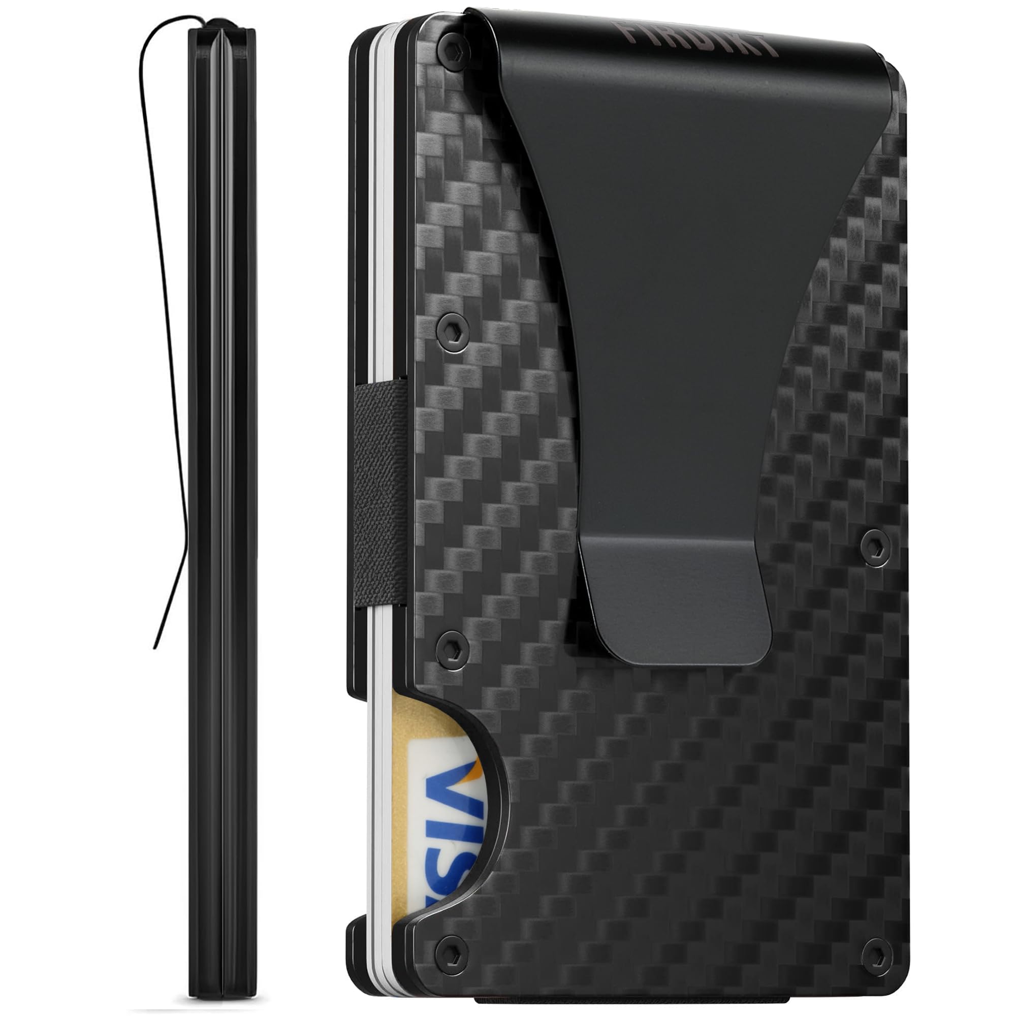 Card Case Minimalist - Carbon Fiber Wallet, Metal Money Clip