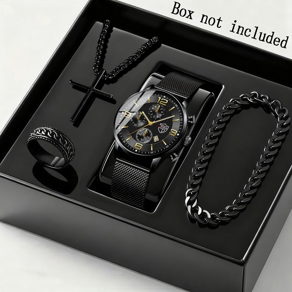 4pcs/set Men'S Elegant Quartz  - огляд і ціна Men Accessories Elegant